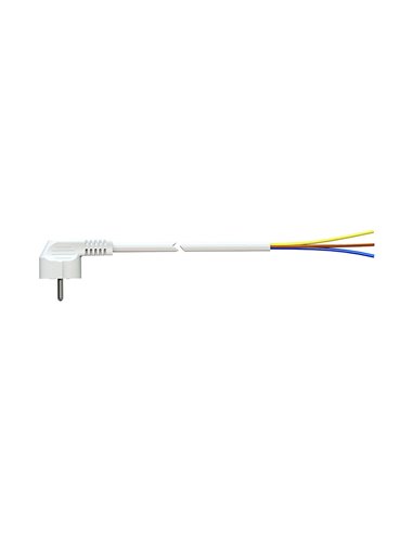 Cabo com Ficha Schuko 3m 3x1,5mm 4,8mm 16A 250V T/TL Branco. SOLERA 7000/3