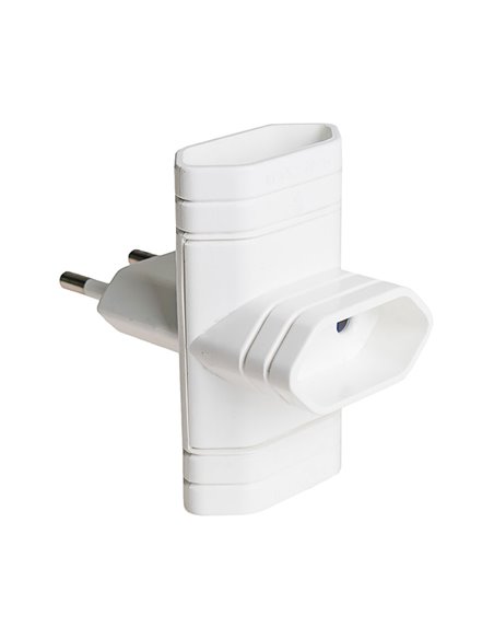 Plugue Triplo 10A 250V 4mm 2300W Branco Solera 6009