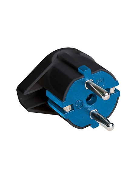 Clavija schuko salida lateral 16a 250v t/tl 4,8mm negra. solera 6566n.