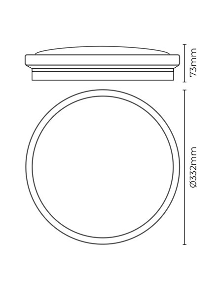 Aplique superficie circular led 18w 1820lm 6400k ø33x7,3cm efecto madera edm