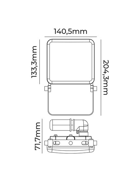 Foco proyector led 30w 2360lm 6000k frameless edm