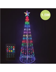 Árbol LED 1,5M con USB + mando 32 funciones IP44 con luz fría (copia)