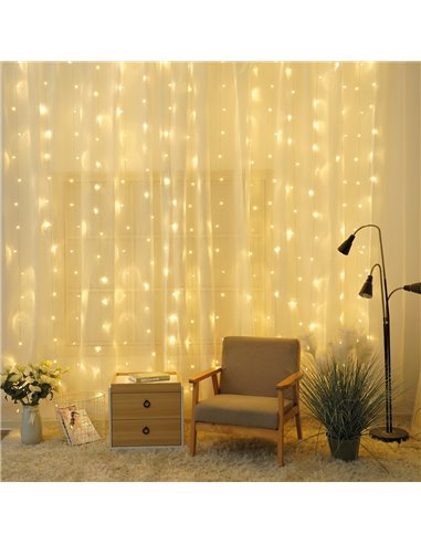Cortina LED luminosa 1x1,2M Luz cálida