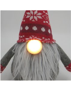 Gnomo gris y rojo 26cm (altura) sentado con luz en la nariz (copia) 2