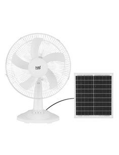 Ventilador DC Sobremesa Solar Abanico Blanco 20w 3velocidades 5 Asp.blancas  63x43x30,5cm 4,20m De Cable 