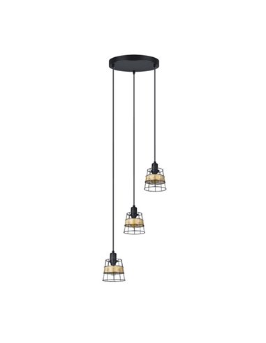 Plafon Burano 3 Luzes Forja/Rattan 25x33 cm