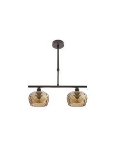 Lampara Estela 2xe14 Marron Regx41x13 Cm C/tulipas Cristal Tallado Ambar