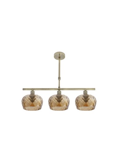 Estela Candeeiro 3 Luzes Couro 55x13 cm