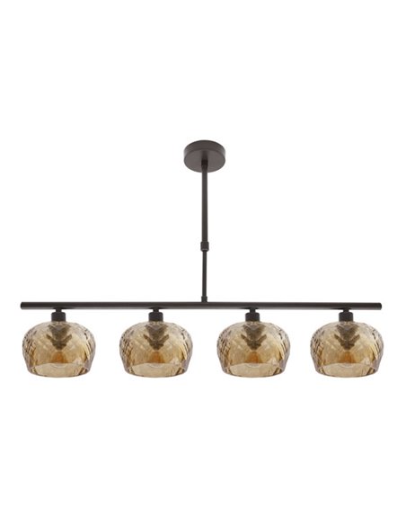 Lampara Estela 4xe14 Marron Regx75x13 Cm C/tulipas  Cristal Tallado Ambar