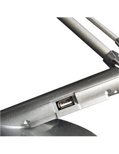 Flexo Clase 7w 3000-4500-6000k Plata 595lm Puerto Usb  Temporizador,tactil,int.reg,40x19x32,5cm 2