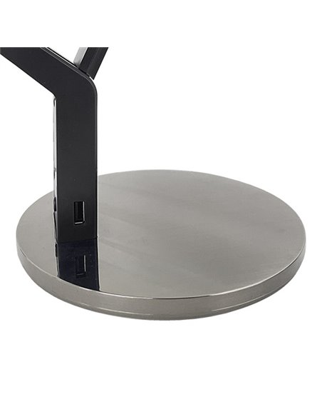 Flexo Goya Niquel/negro 8w 590lm 3000k, 4000k, 6500k Regulable Intensidad Puerto USB Tactil 40,4x17,1x31,6 Cm