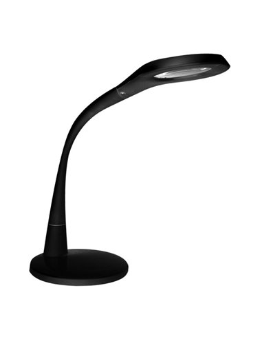 Flexo Plath Negro 8w 595lm 5000k C/lupa Reg.intens Flexib Orientab Tactil 43x18x38cm