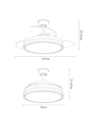 FAB 142591403 | Bayomo Fan 72w 3600lm Nickel 3 Blades Desp. 32x55 / 108 D.3 Color. Remote DC motor