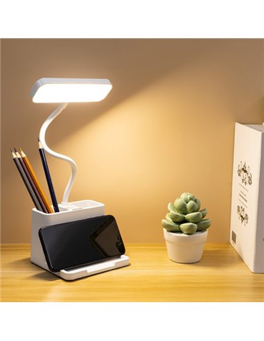 Flexo Genio 6w 3000-4500-6000k Blanco 450lm Int.regulab.35,5x12x11,5cm Portalapiz Flexible