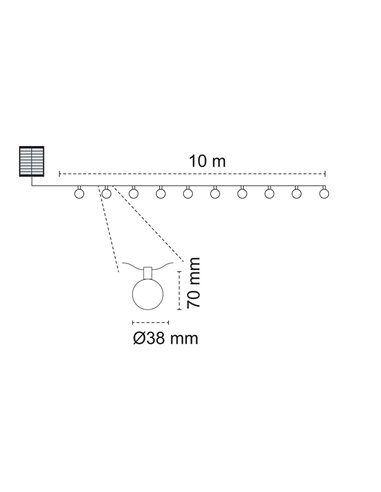 Guirnalda de exterior LED solar IP44 4W 600Lm 3000K