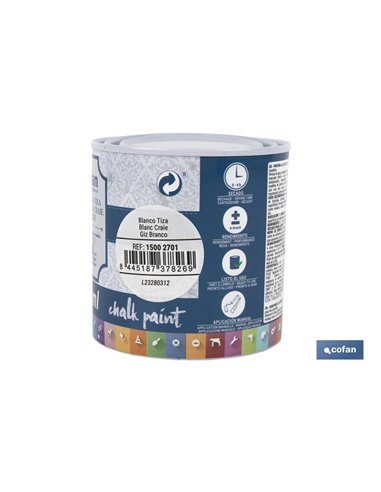 PINTURA A LA TIZA, CHALK PAINT, BLANCO TIZA 250 ML