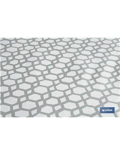 ROLLO MANTEL ANTIMANCHAS 1,40 x 25m 50% ALG/50% PVC. HEXAGONOS 2