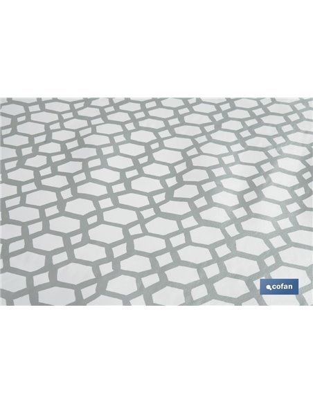 ROLLO MANTEL ANTIMANCHAS 1,40 x 25m 50% ALG/50% PVC. HEXAGONOS