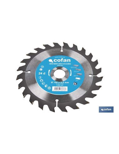 Disco de serra para madeira Ø150 x 20mm, 24 dentes