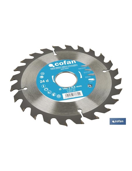 DISCO DE SIERRA CIRCULAR PARA MADERA Ø160 X 2,5 X 30 MM, 24 DIENTES