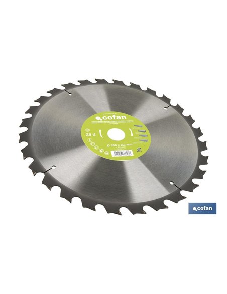 DISCO DE SIERRA INGLETADORA PARA MADERA/METAL Ø350 X 2,2 X 30 MM, 28 DIENTES