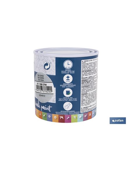 PINTURA A LA TIZA, CHALK PAINT, GRIS CENIZA 250 ML