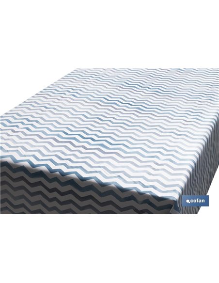 ROLLO MANTEL ANTIMANCHAS 1,40 x 25m 50% ALG/50% PVC.RAYADO