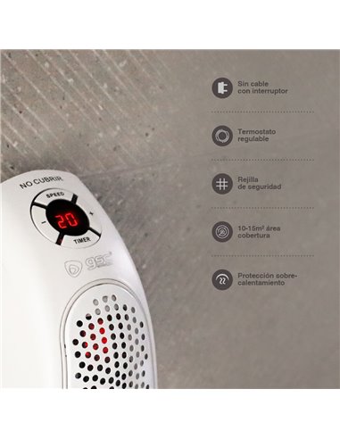 Mini calefactor sin cable Bardei Máx. 400W Blanco