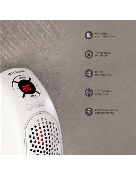 Mini aquecedor plug-in Bardei 400W – Branco