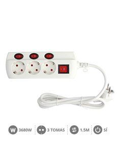 Base múltiple 3T con multi interruptor (3x1.5mm) 1,5M 2