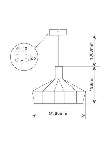 Lámpara de techo colgante Serie Bamil E27 Ø380mm Negro