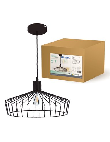 Lámpara de techo colgante Serie Bamil E27 Ø380mm Negro