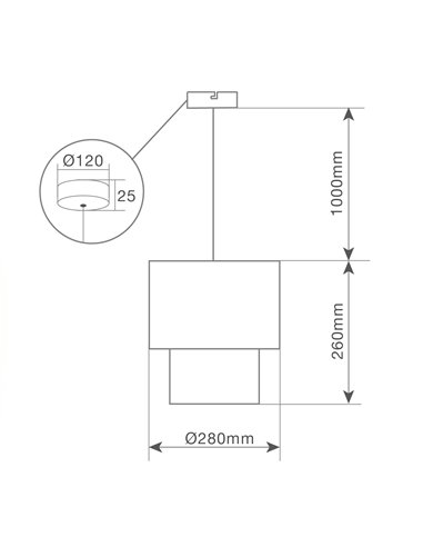 Lámpara de techo colgante Serie Batwe E27 Ø280mm Blanco