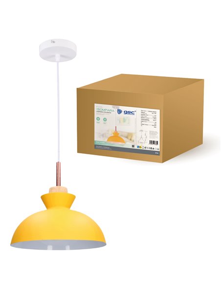 Lámpara de techo colgante Serie Sompara E27 Ø280mm Amarillo