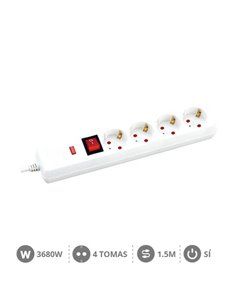 Base múltiple con protección 4T + Int. (3x1.5mm) 1,5M Blanca 2