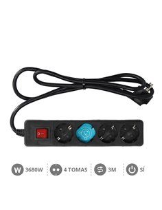 Base múltiple 4T con interruptor (3x1.5mm) 3M Negra 2