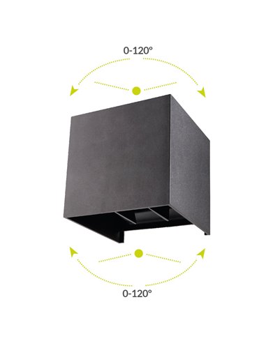 Bañador pared LED Pinda cuadrado apertura de luz regulable 7W 3000 - 4000 - 6000K Gris antracita