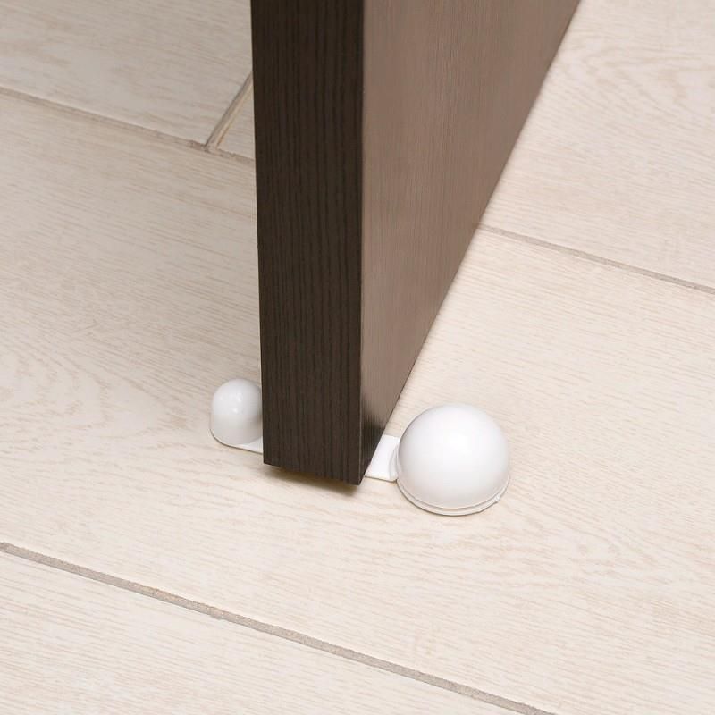Tope Puerta Adhesivo con Retenedor Blanco