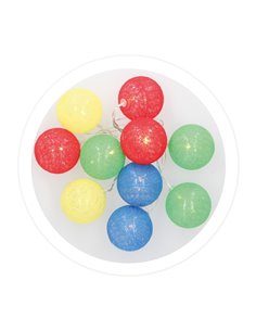Guirnalda LED de bolas multicolores de algodón 2,85M Luz cálida 