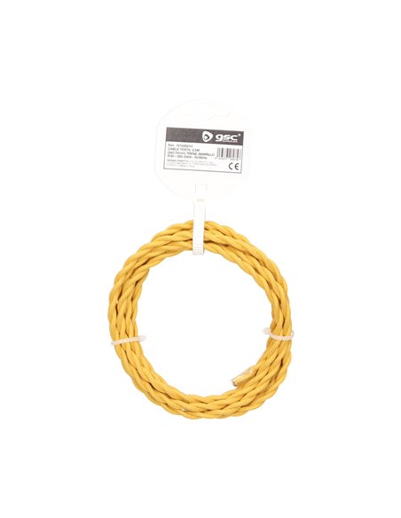 Cabo têxtil 2,5M (2x0,75mm) trançado Amarelo