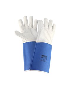 Luvas de couro dividido comprimento 40 cm. Luva resistente, luva confortável, luvas de trabalho, (par)