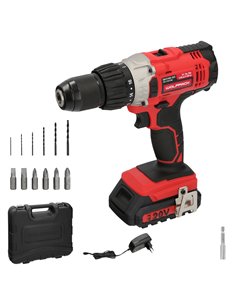 Furadeira de fenda 20V com martelo, 2 velocidades, bateria 2Ah, 50Nm