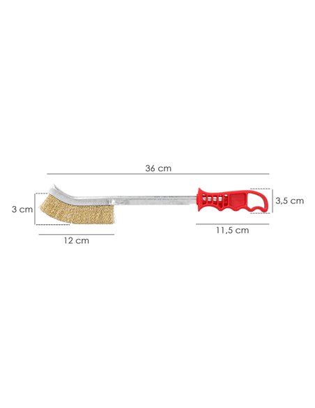 Escova Manual em Aço Latão com Cabo Vermelho 34 cm.