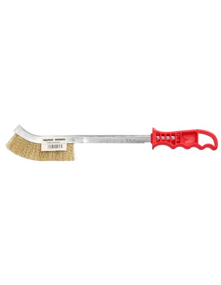 Escova Manual em Aço Latão com Cabo Vermelho 34 cm.