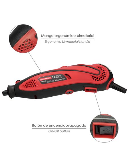 Multiherramienta 135 Watt. Con 210 Accesorios y Maletin. Herramienta Multifunción, Mini Taladro, Herramienta Rotativa, Amoladora