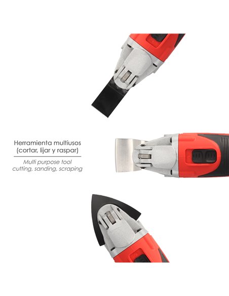 Herramienta Multifuncion Oscilante 300 Watt. Con Accesorios 23.000 R.P.M. Variador Velocidad, Cambio Rapido Hoja, Cortar, Lijar