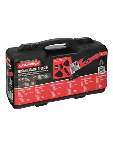 Herramienta Multifuncion Oscilante 300 Watt. Con Accesorios 23.000 R.P.M. Variador Velocidad, Cambio Rapido Hoja, Cortar, Lijar