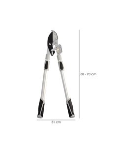 Tijeras Podar 2 Manos Yunque. Telescopica de 68 a 95 cm. Mango Aluminio Multiplicador Fuerza, Corte Ø 35 mm. Empuñadura TPR 2