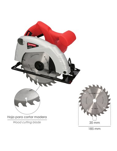 Serra circular de 1300 W com disco de 185 mm, 4800 RPM