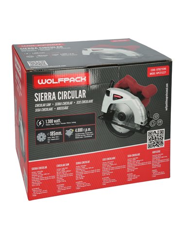 Serra circular de 1300 W com disco de 185 mm, 4800 RPM